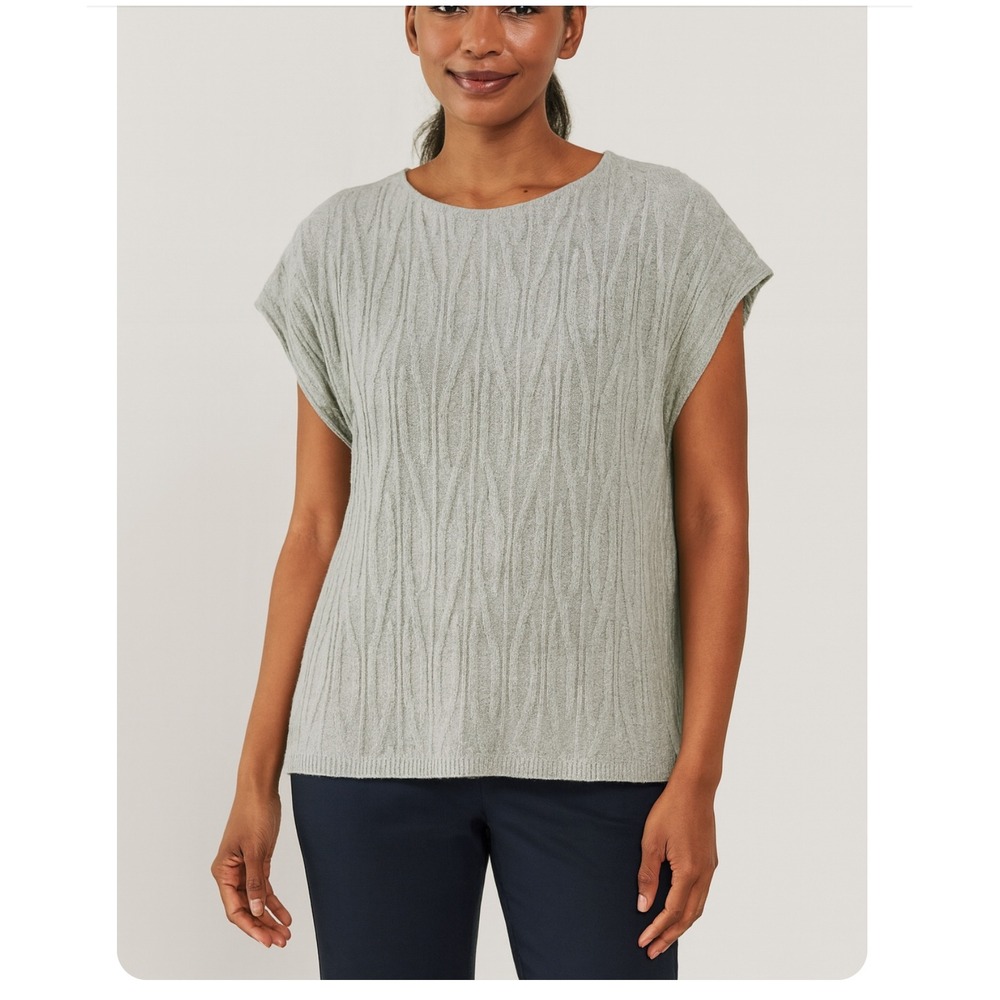 Pure Jill Knit Sleeveless Top Textured Tan XS/S Neutral Tunic Pullover